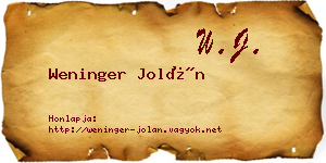 Weninger Jolán névjegykártya
